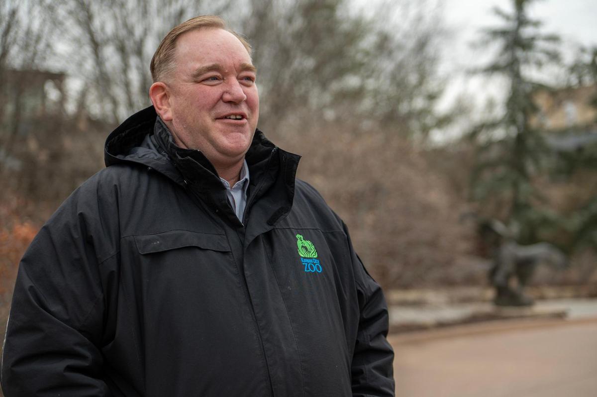 Sean Putney, Kansas City Zoo CEO, gives a tour of the Helzberg Penguin Plaza on Wednesday, Feb. 8, 2023, in the Kansas City Zoo.