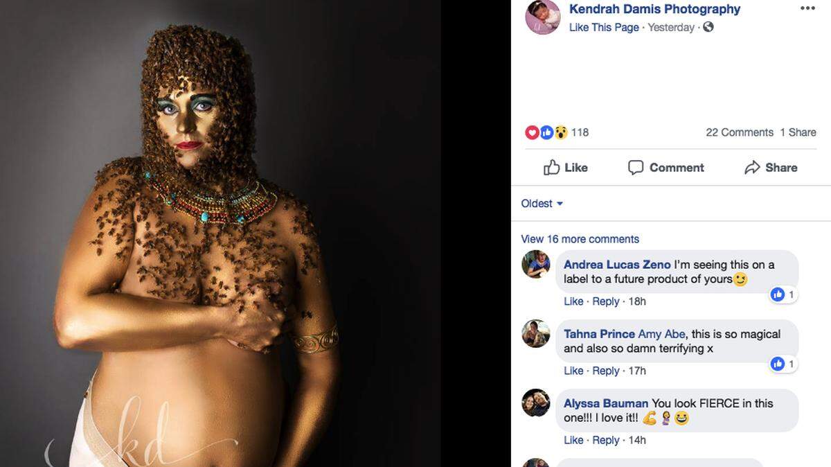 Ohio beekeeper Emily Mueller became a viral sensation when she posed for maternity photos with a swarm of bees. She lost the baby, but is posing with more bees now that she’s pregnant again.