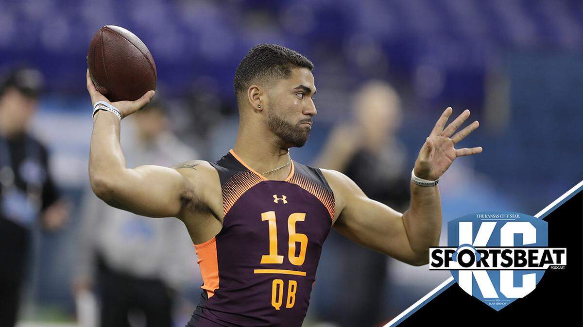 Mississippi quarterback Jordan Ta’amu runs a drill during the NFL football scouting combine, Saturday, March 2, 2019, in Indianapolis. (AP Photo/Darron Cummings)
