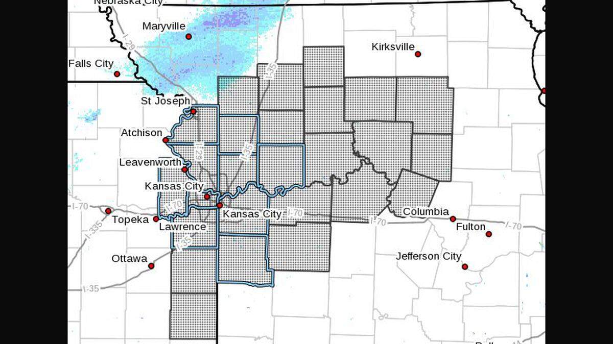 The National Weather Service in Kansas City issued a winter weather advisory that remains in effect until 11 p.m.