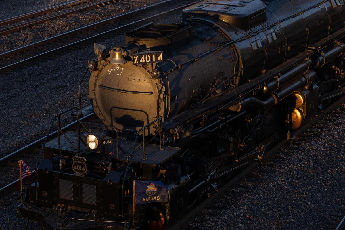 Union Pacific’s Big Boy, a 1.2 million-pound locomotive put into service in 1941, rolls into Kansas City on Tuesday, Oct. 15, 2024. Only 25 of this kind of train were built and this is the last one still running.
