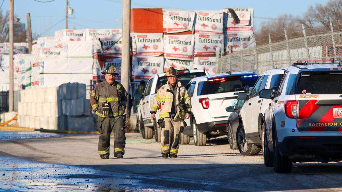 Firefighters battled a large blaze early Monday at the the Central Missouri Reload Inc. lumberyard, 3900 E. 14th Terrace. The cause of the fire is under investigation.