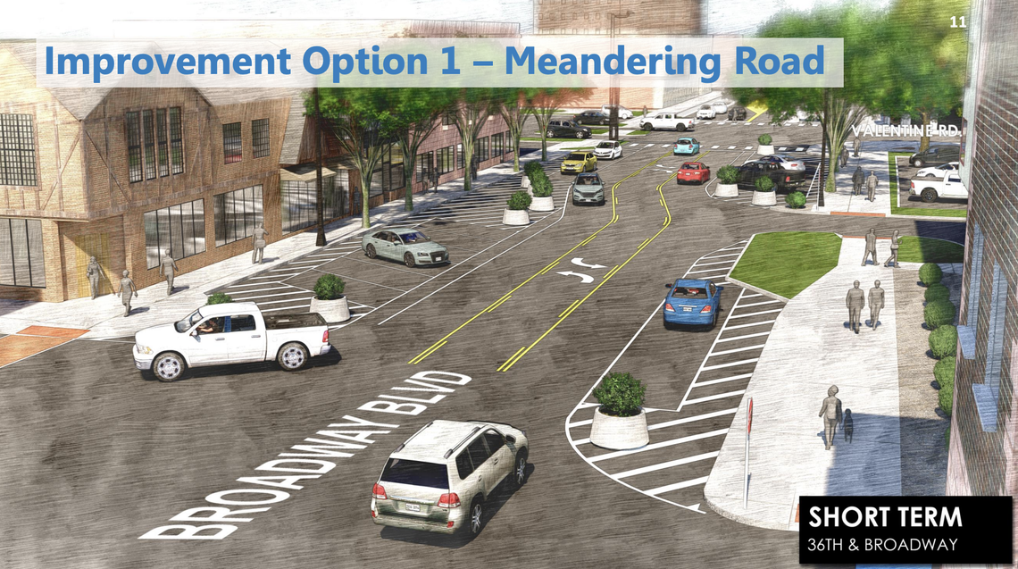 One of three proposed concepts for redesigning Broadway Boulevard through Kansas City in Midtown.