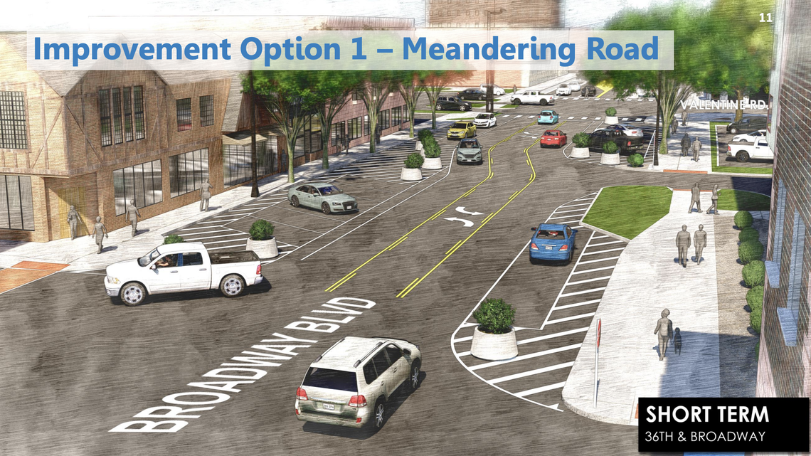 One of three proposed concepts for redesigning Broadway Boulevard through Kansas City in Midtown.
