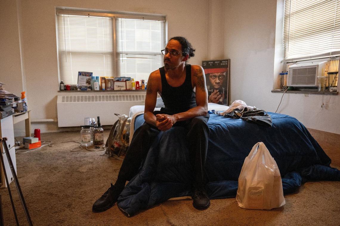 Derek Harris, 33, has lived in Quality Hill Towers for 10 years and has dealt with a damaged to his apartment for months without resolution. “I’m just tired of it,” Harris said.