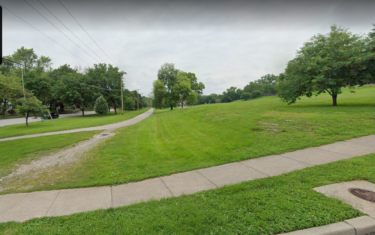 Part of the Harry Wiggins Trolley Track Trail at 196 E. 57th St. is seen in a Google Maps Street View image.