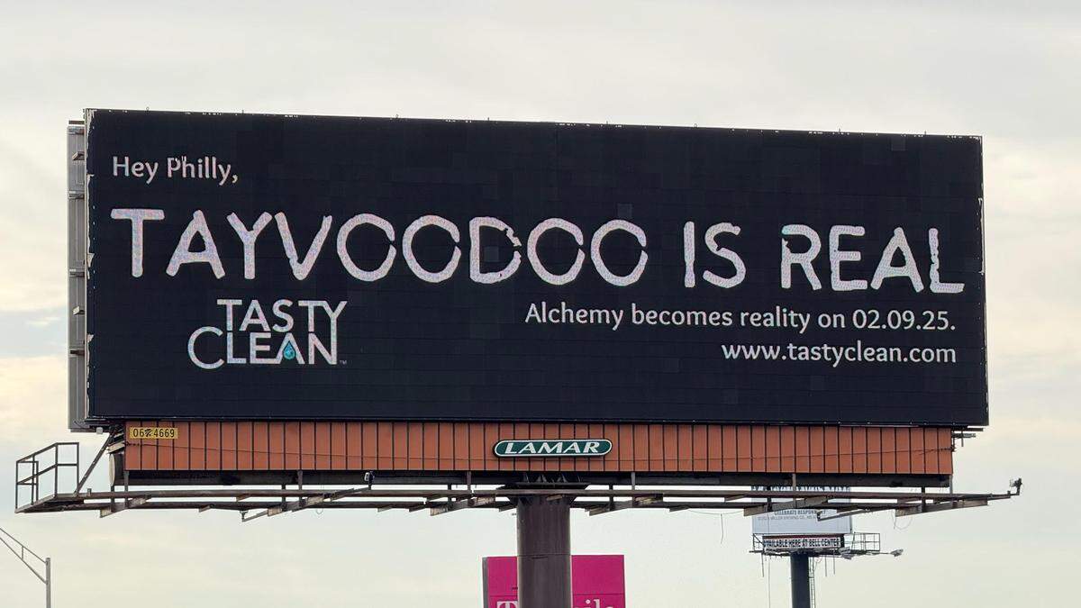 This Taylor Swift billboard is in Philadelphia.