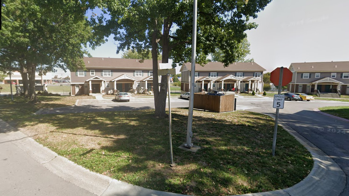 Townhomes in the 1400 block of SW Martin Avenue in Blue Springs where two people were shot on Monday, as seen in this screenshot of Google Street View, taken in October 2024.
