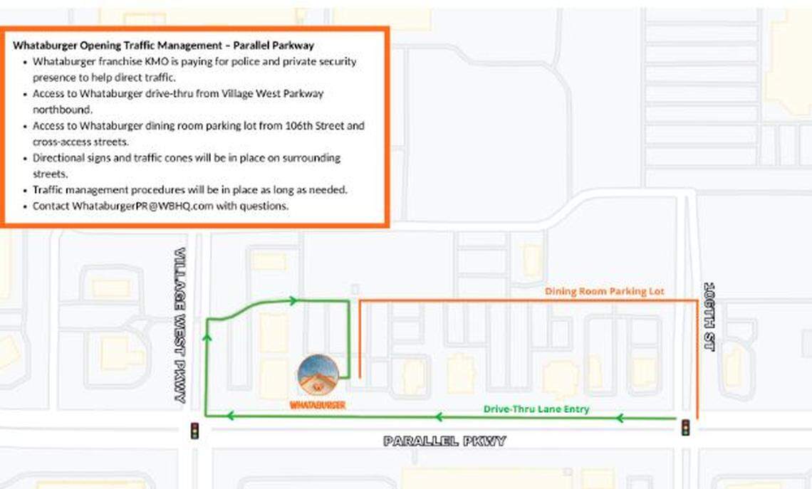 Whataburger’s traffic plan for the Kansas City, Kansas, opening.