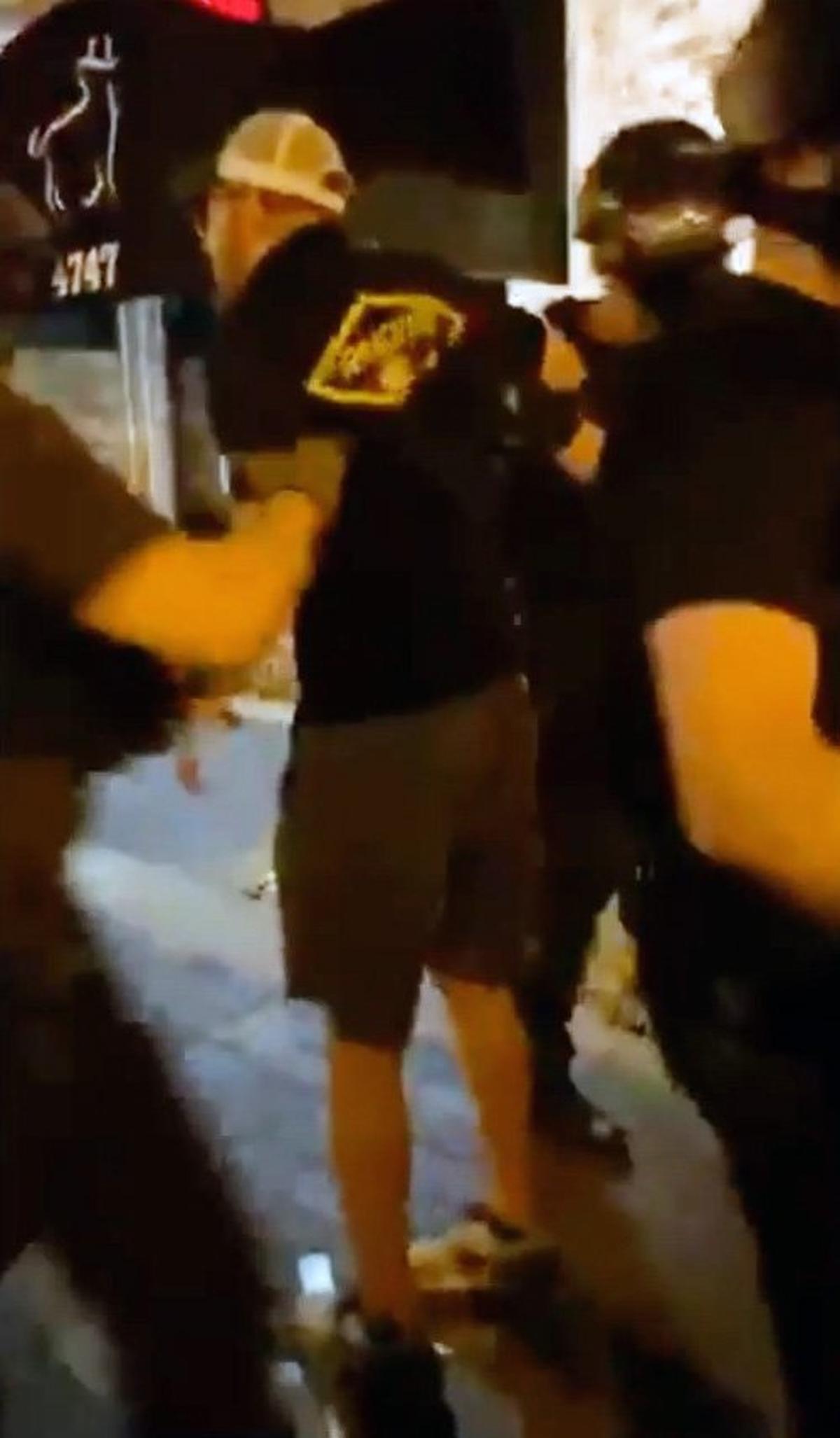 This screen shot shows Army veteran James Gillcrist of Kansas City being arrested by Olathe police at the Country Club Plaza on Saturday, May 30, 2020. Gillcrist said he was arrested after he tried to ask police why they had tear gas canisters in hand. Gillcrist was charged with disorderly conduct.