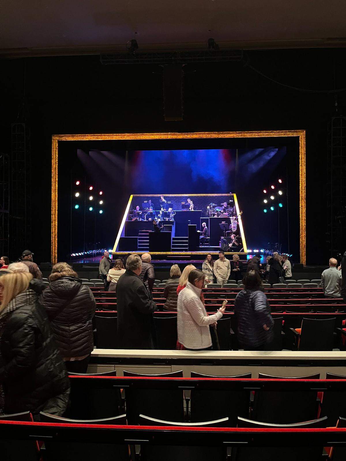 The orchestra, led by conductor Cameron Blake Kinnear, plays after the musical “Chicago” ends Tuesday, Jan. 7. The view of the stage is clear from any seat inside the Muriel Kauffman Theatre.
