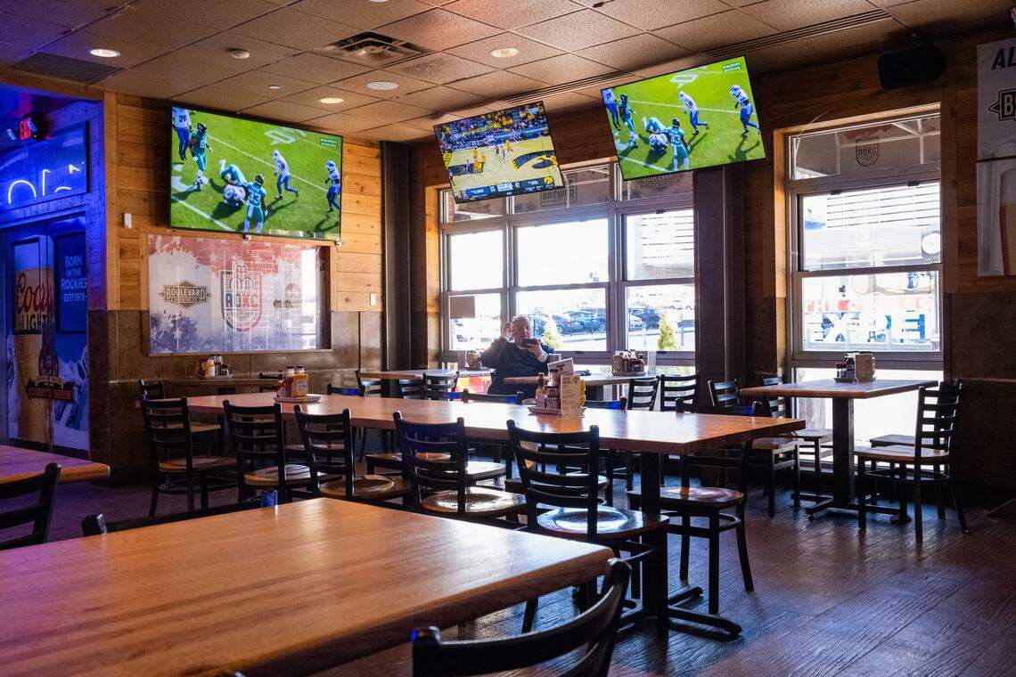 The interior of Johnny’s Tavern in Power & Light District around noon on Sunday, Jan. 11, 2026. A staff member said business “plummeted” when the Chiefs were officially out of playoff contention.