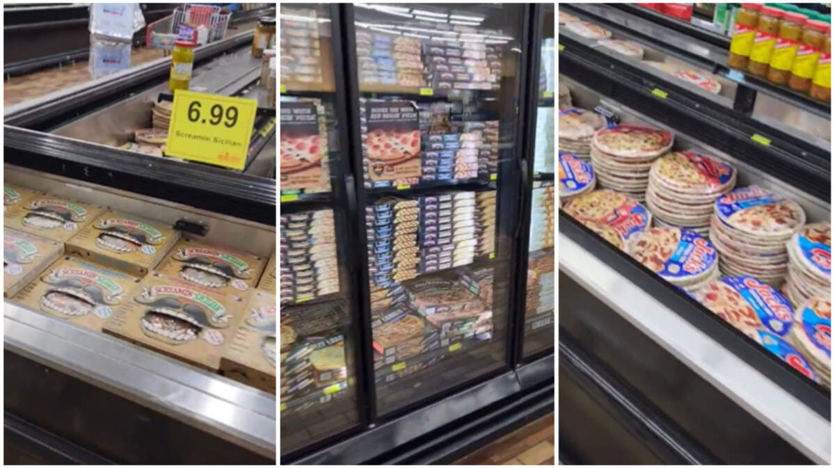 Some of the pizzas seen in the frozen section of a Wisconsin grocery store.