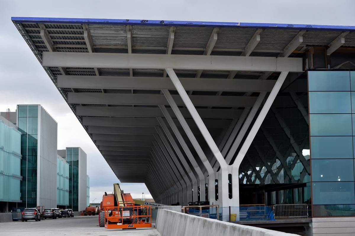 Work continues on the new terminal building. The Kansas City Aviation Department gave a tour of the new single terminal building of Kansas City International Airport to show its progress Thursday, March 24, 2022.
