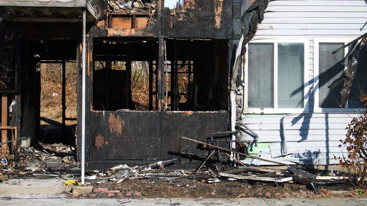 A building in the 1900 block of E. 15th Terrace at the Parade Park Homes complex is left in disrepair after a fire Dec. 6, 2025. The complex has been plagued by multiple fires over the past year, according to the Kansas City Fire Department.