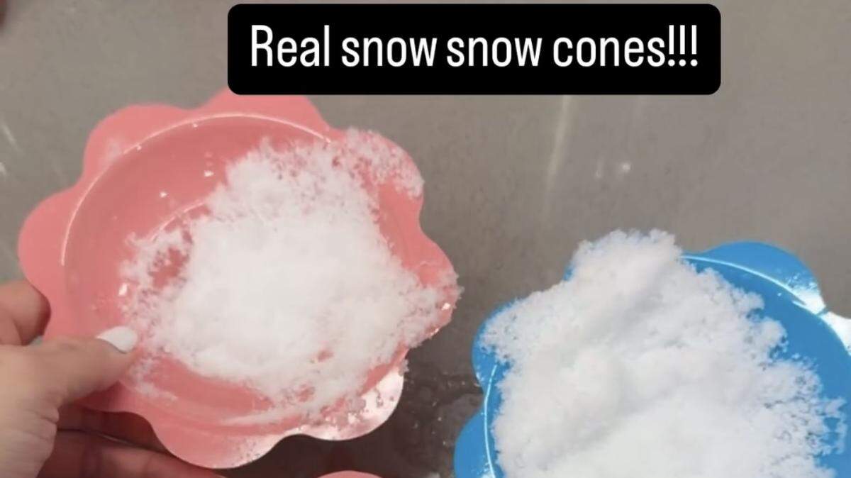Brittany Mahomes treated her little ones to “real snow snow cones” over the weekend after Kansas City’s monster snowstorm.