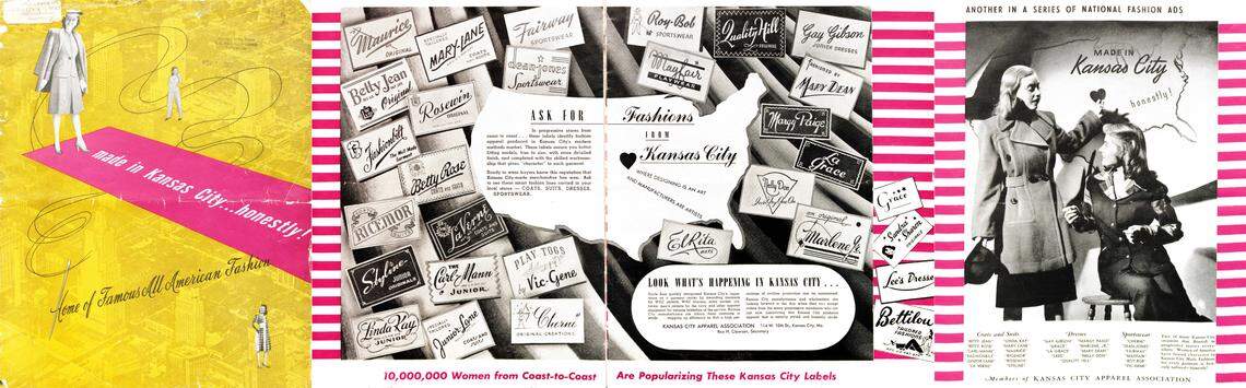 In 1945, the Kansas City Apparel Association, a trade group which consisted of local garment industry companies, ran a national advertising campaign called “Made In Kansas City … Honestly!” In this booklet, the association promoted Garment District businesses and emphasized the industry’s priority of producing high-quality items.