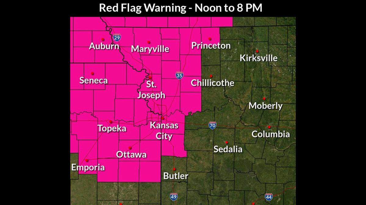The National Weather Service has issued a Red Flag warning between noon and 8 p.m. Friday for northeastern Kansas and northwestern Missouri, including the Kansas City metro area. “Any fire that develops will catch and spread quickly,” the weather service said. “Outdoor burning is not recommended.”