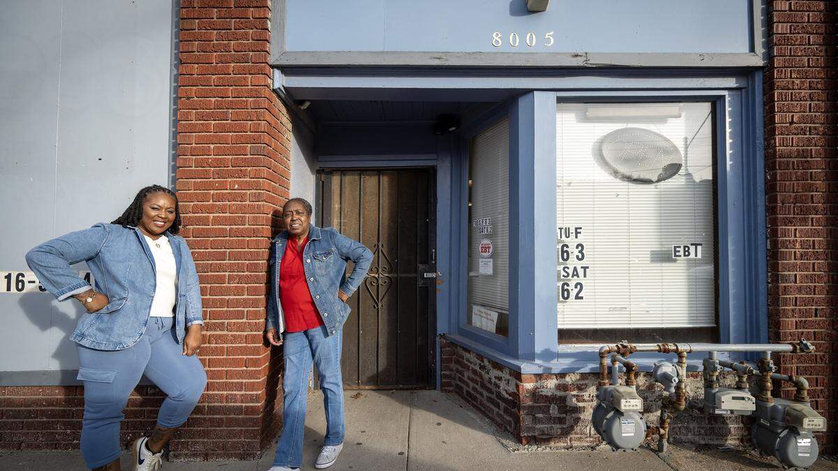 Businesswoman Sheree Hudson, left, is taking over the former Vee's Sweets & Treats Deli from retiring owner Vee Toney, 68, who operated the business since 2008. Hudson has purchased the business and plans to reopen it as The Deli Grind, Sweets & Market Place, with a target opening in February. The two were photographed Wednesday, Jan. 7, 2026, outside the business at 8005 The Paseo in Kansas City's Marlborough neighborhood.