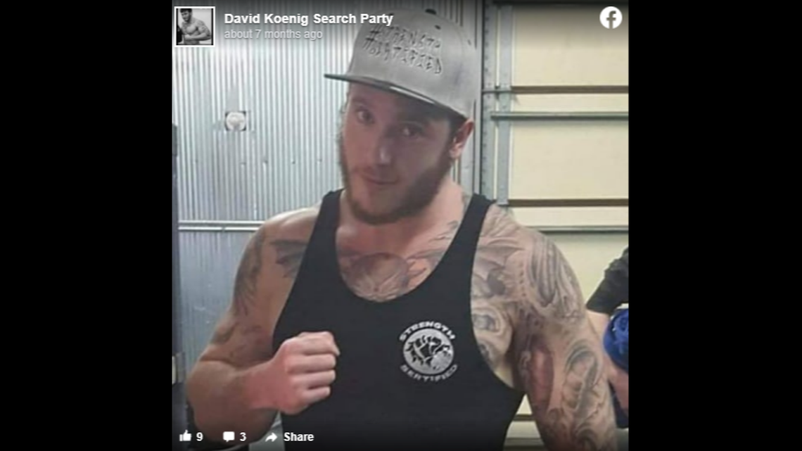 The remains of David Koenig were discovered by a man searching for deer antlers in a wooded area of Missouri, police say.