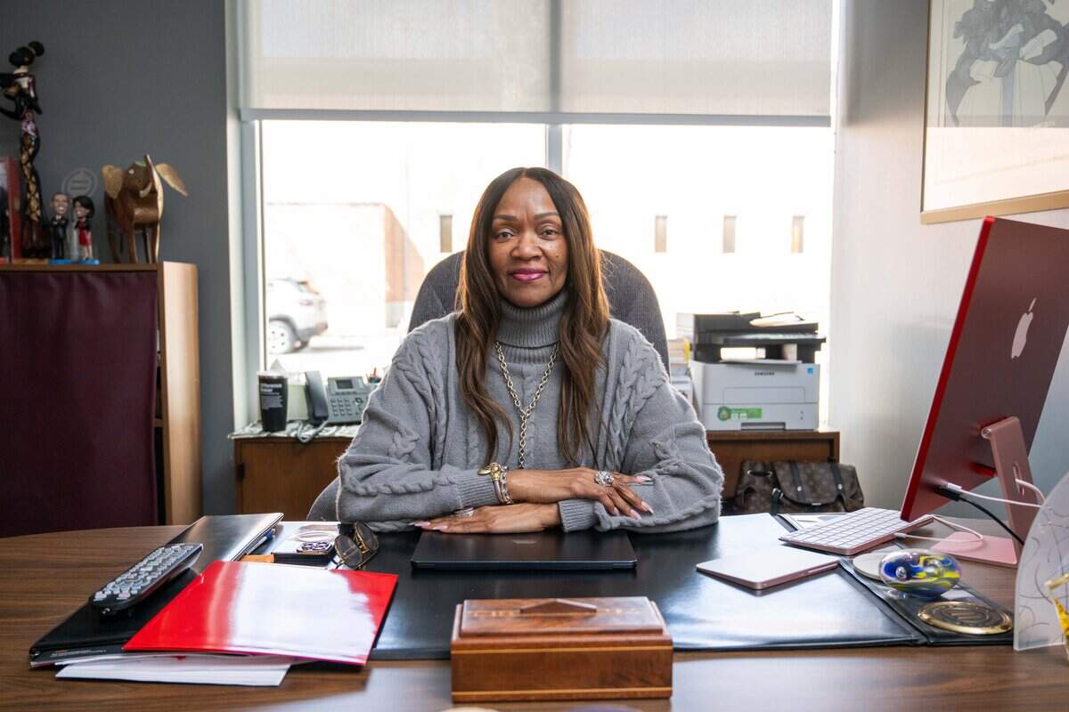 President and CEO of Urban League of Greater Kansas City Gwendolyn Grant takes a call in her office on Wednesday, March 11, 2026, in Kansas City. Grant, who is the first female CEO in the history of the organization, has won numerous awards for her service in Kansas City.