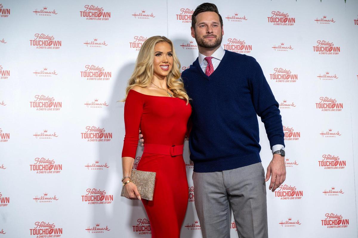 Gracie Hunt and Cody Keith attend the premiere screening of Hallmark’s “Holiday Touchdown: A Chief’s Love Story,” on Saturday, Nov. 30, 2024, at the Sheraton Kansas City Hotel at Crown Center.