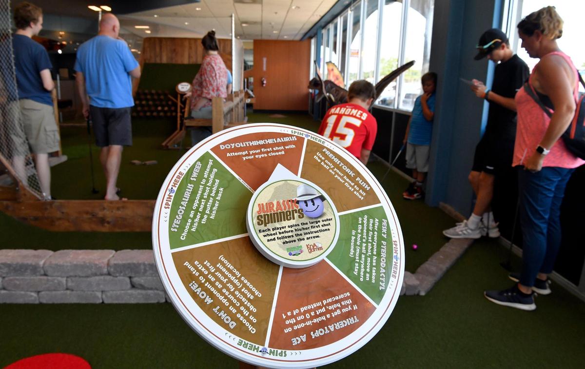 At Prehistoric Putt in Independence, this hole features a “Jurassic Spinners” wheel with a variety of fun options.