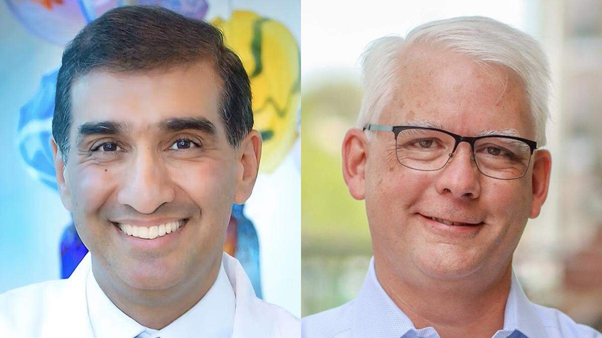 Faris Farasatti (left) and Curt Skoog (right), 2025 candidates for Overland Park mayor