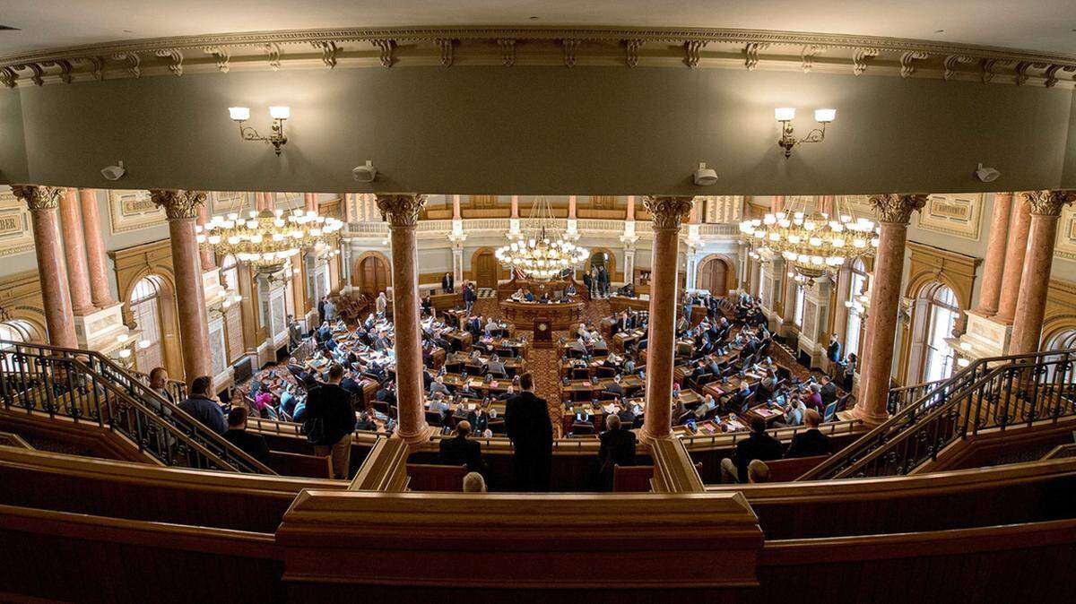 The Kansas House chamber at the Kansas State Capitol in Topeka