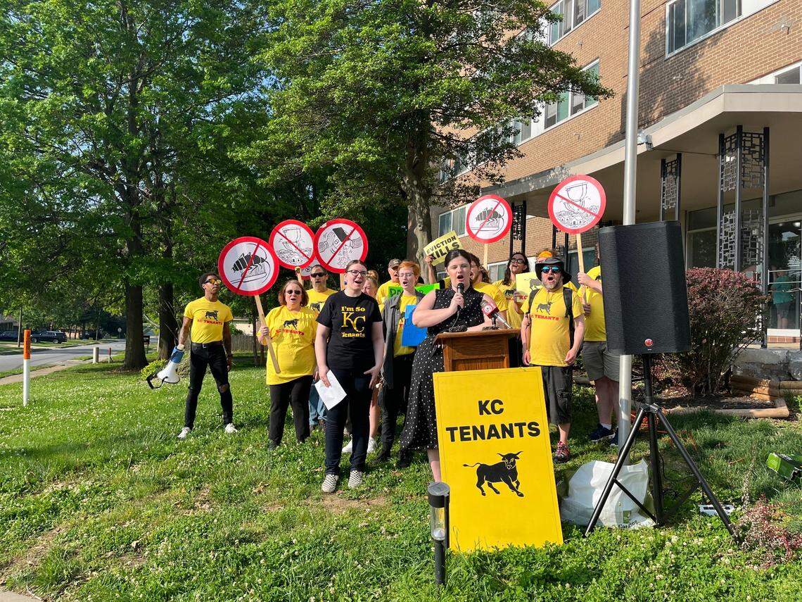 Kansas City Tenant activists and Independence Towers residents held a press conference on May 21, 2024.