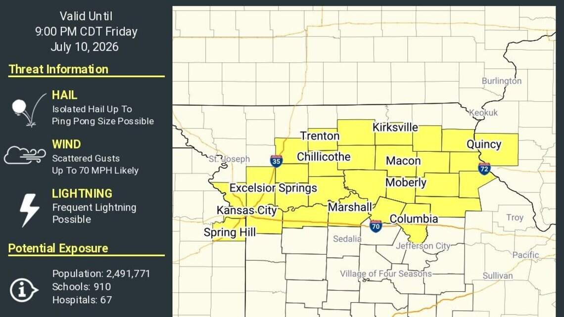 Severe thunderstorm watch issued for Kansas City, tornadoes possible: Live updates