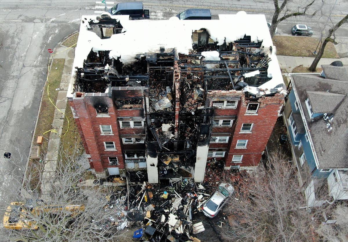 Three people were hospitalized Wednesday morning after a fire broke out in an apartment just after 12:30 a.m. in the 1100 block of Benton Boulevard in Kansas City, according to the Kansas City Fire Department.