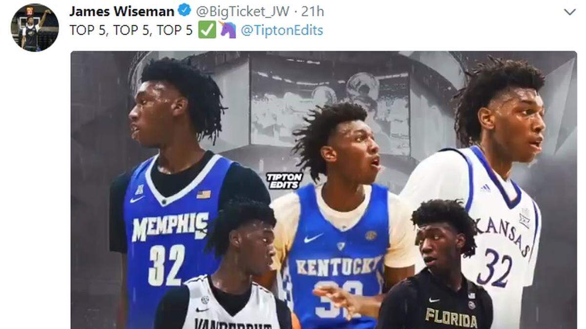 James Wiseman’s Twitter post