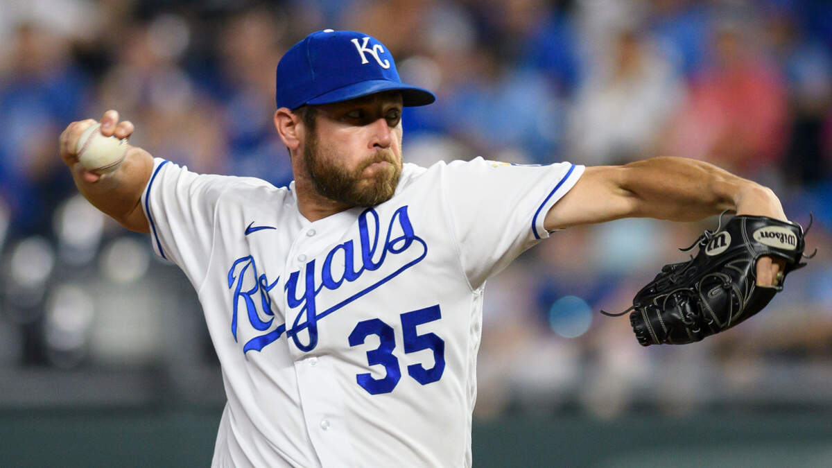 Kansas City Royals relief pitcher Greg Holland throws to a Detroit Tigers batter during the ninth inning of a baseball game in Kansas City, Mo., Tuesday, June 15, 2021.