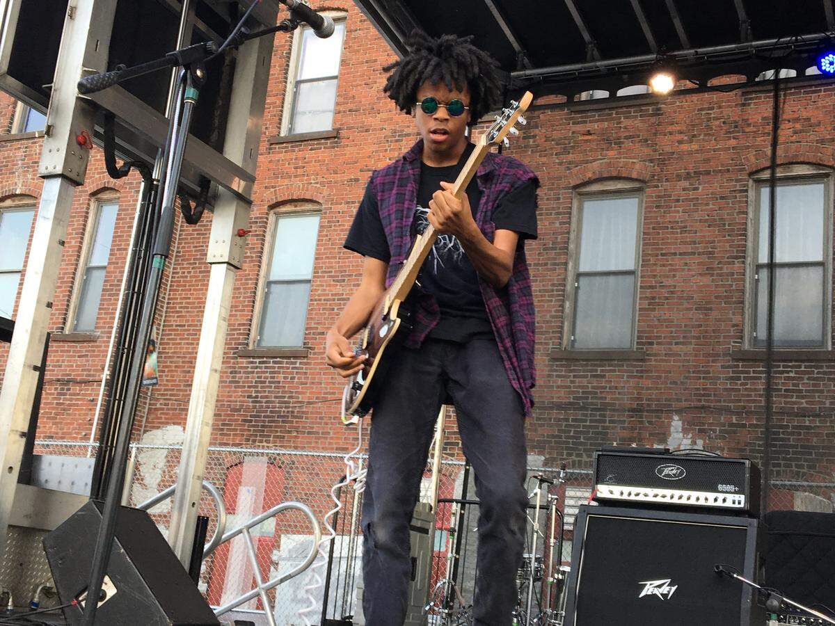 Dee Radke of Radkey at Boulevardia on June 15, 2018.