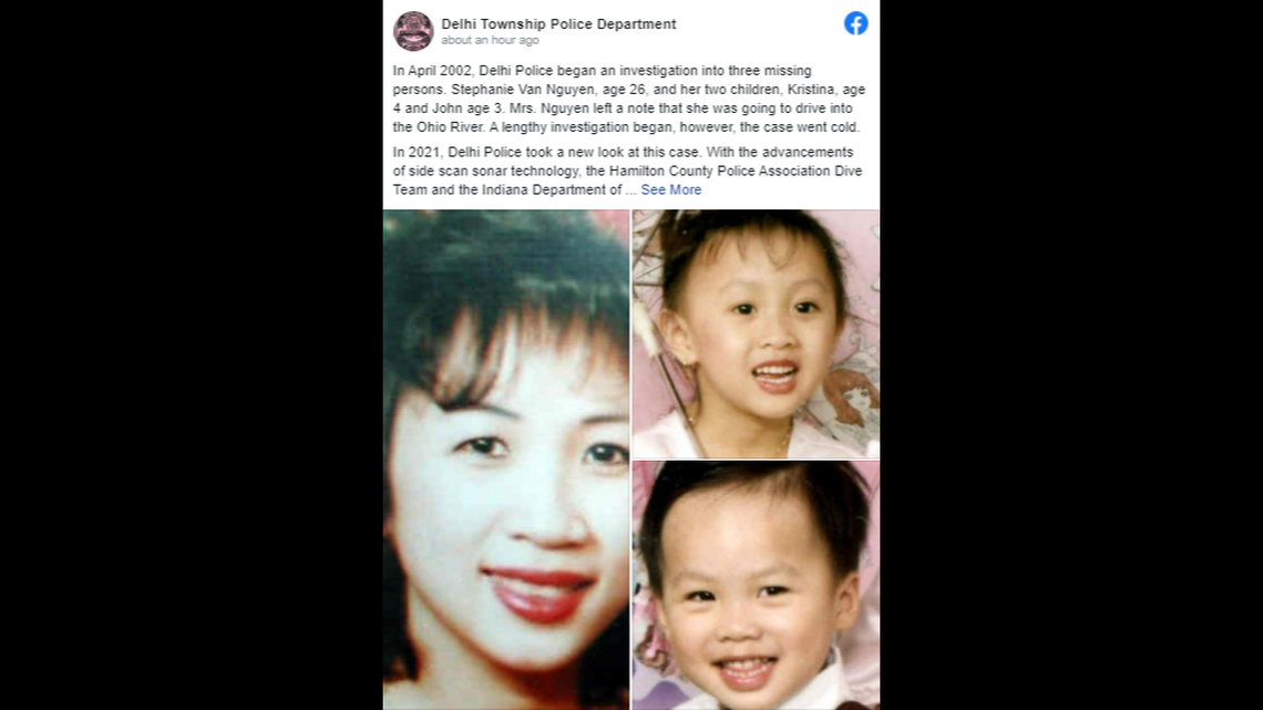 Stephanie Van Nguyen, 26; Kristina, 4; and John, 3 went missing in 2002, police said.