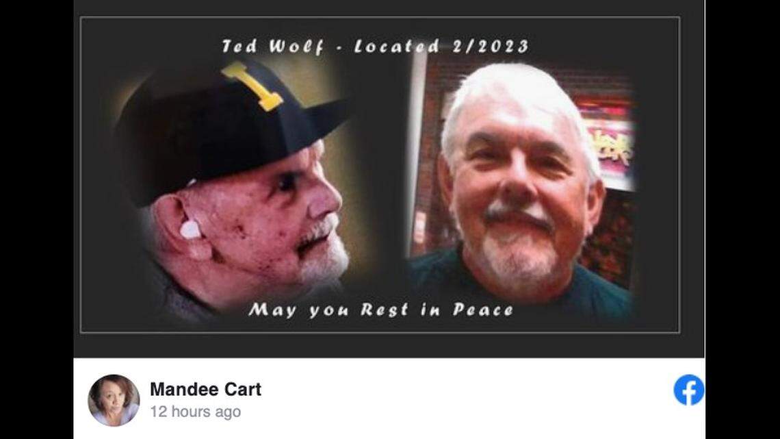 The body of Ted Wolf, who was missing for a month, was discovered on Monday, Feb. 20.