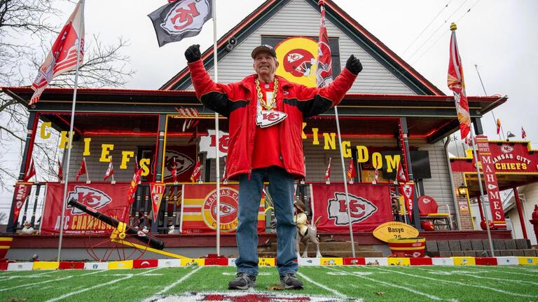 We found a shrine to Chiefs Kingdom in a small Kansas town on our road trip to Vegas