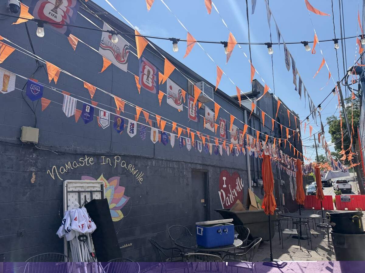 The Alley Bar in Parkville went all out to celebrate the Netherlands national team in the FIFA World Cup, decorating the entire building in orange.