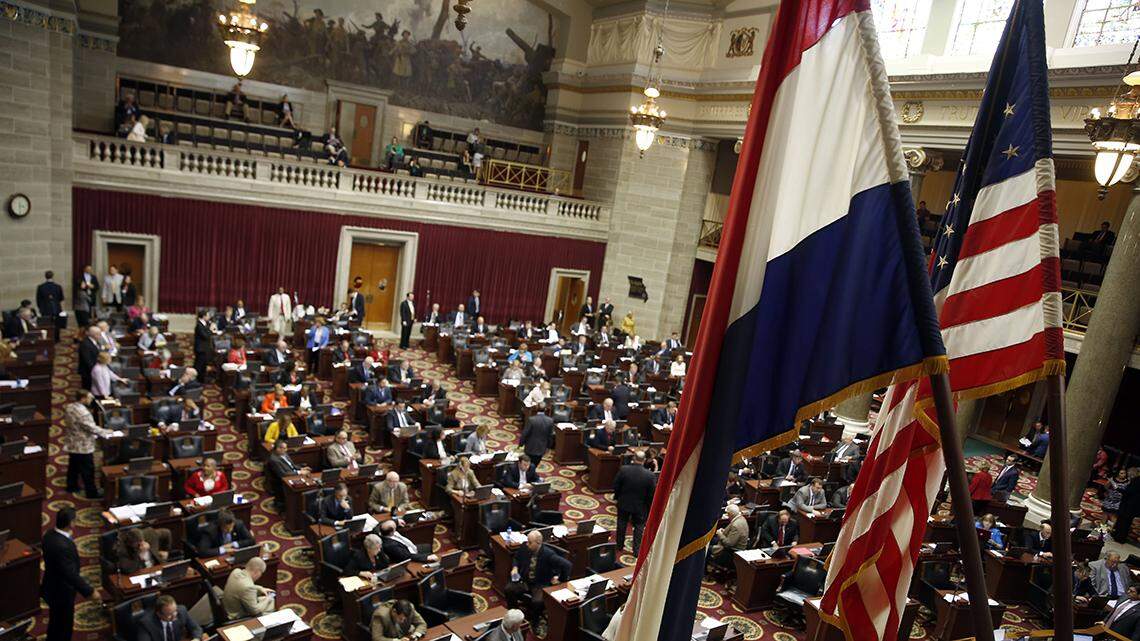 The floor of the Missouri House of Representatives in the Missouri State Capitol in Jefferson City.