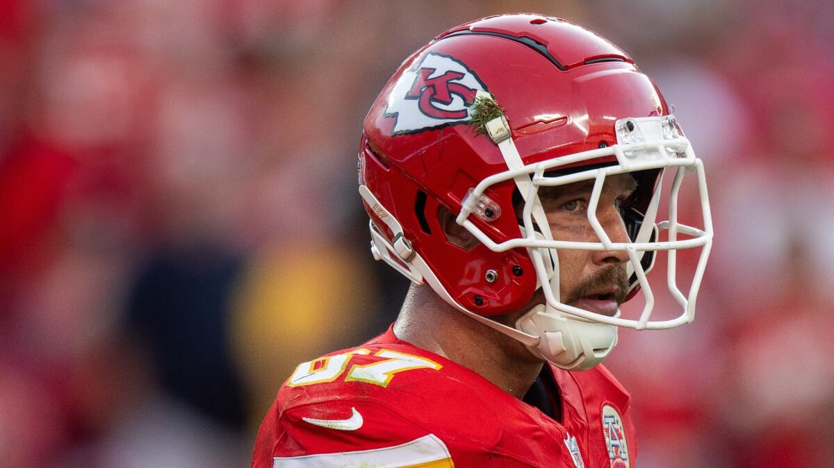 Kansas City Chiefs tight end Travis Kelce lines up for a play during the second half of the Chiefs game vs. the Cincinnati Bengals on Sunday, Sept. 15, 2024, at GEHA Field at Arrowhead Stadium.