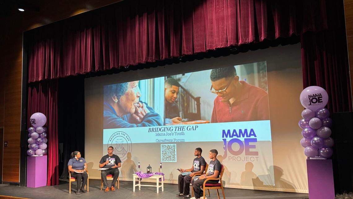 Joe’Anna Caldwell’s relatives discuss caregiving at the youth caregivers’ forum the day after the debut of the My Mama Joe documentary film at the DeLuxe Theater in Houston.