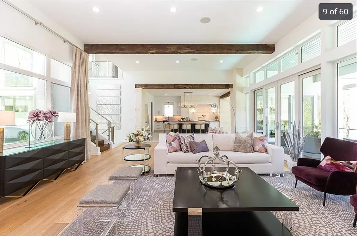 The main living area of the home for sale at 3691 W. 180th Terrace in Stilwell.