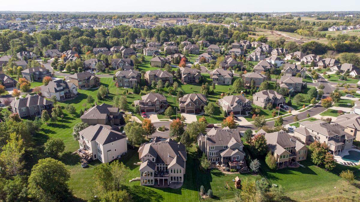 A subdivision of single family houses near 159th Street and Switzer Road in Overland Park. 