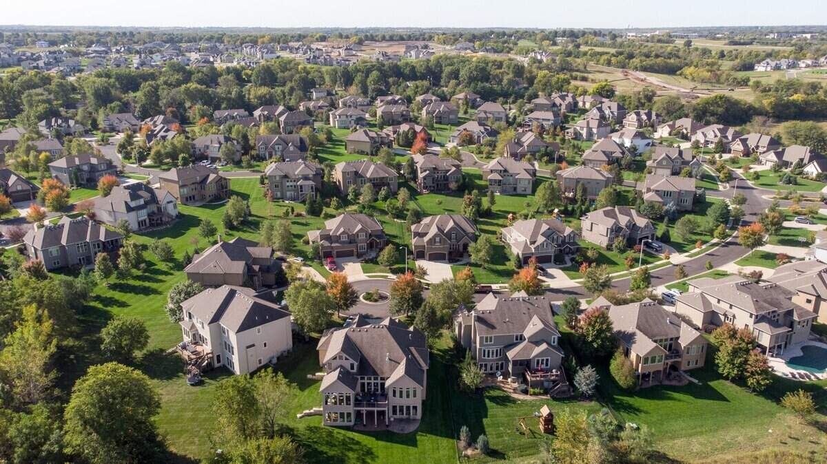 A subdivision of single family houses near 159th Street and Switzer Road in Overland Park.