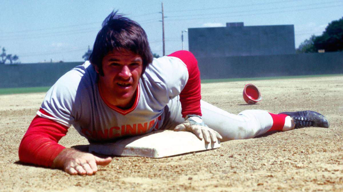 Cincinnati Reds infielder Pete Rose during the 1974 spring training season.