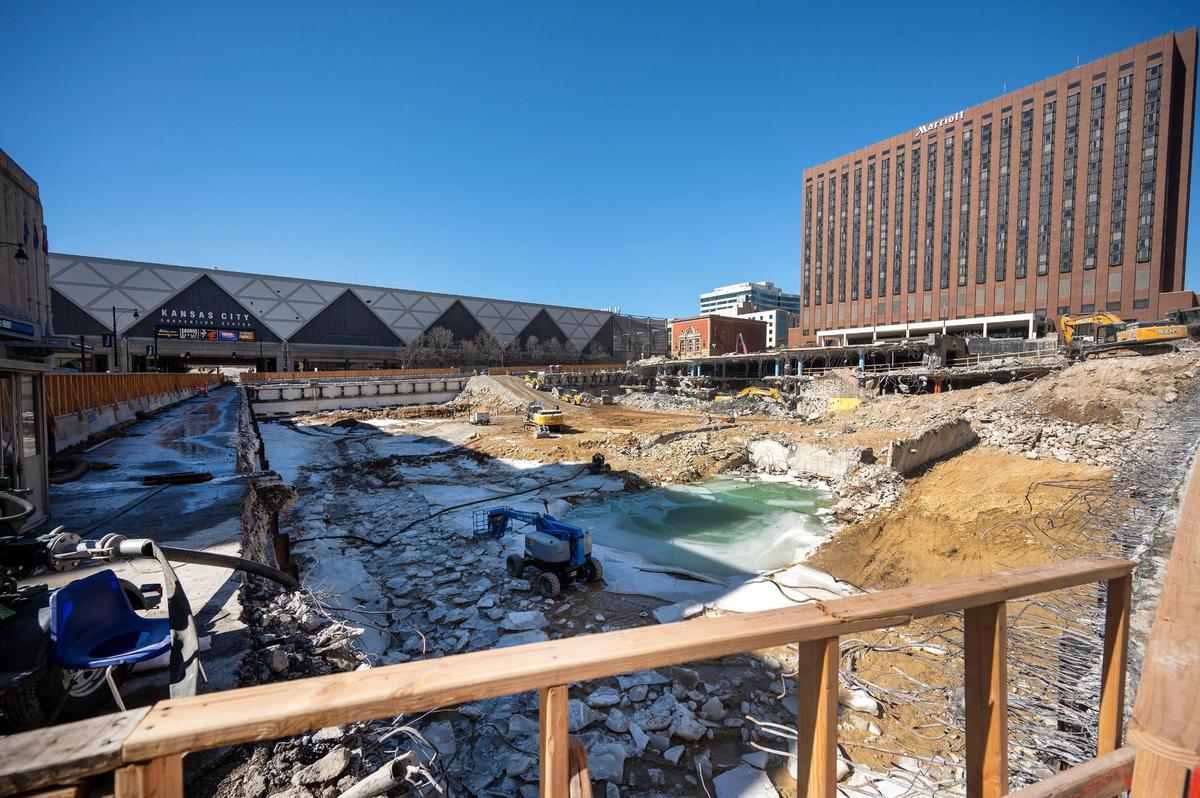 Once cleared of debris, construction will begin on the new underground parking garage and top deck plaza.
