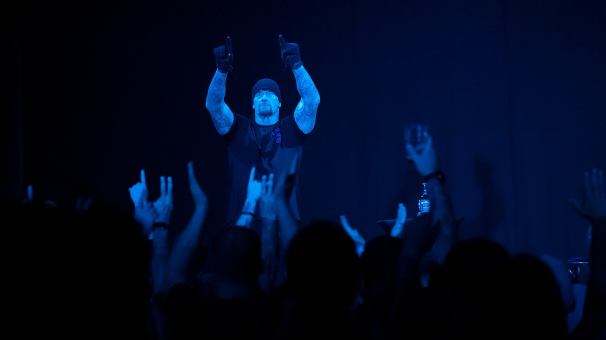 Hall of Fame WWE wrestler “The Undertaker” points to the crowd during his ’1 deadMAN Show’ event. The event will soon be coming to KC.