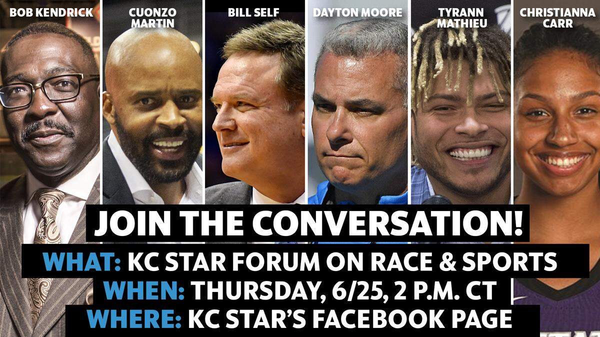 Chiefs safety Tyrann Mathieu, Negro Leagues Baseball Museum president Bob Kendrick, Mizzou hoops coach Cuonzo Martin, KU hoops coach Bill Self and K-State women’s basketball player Christianna Carr headline The Star’s Forum on Race and Sports Thursday, June 25 at 2 p.m. Central Time on the KC Star Facebook page.