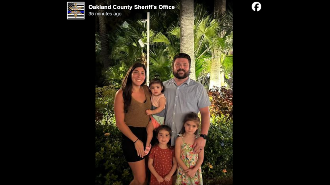 Deputy Bradley Reckling (top right) was shot and killed while following accused car thieves in Detroit, Michigan, officials say.